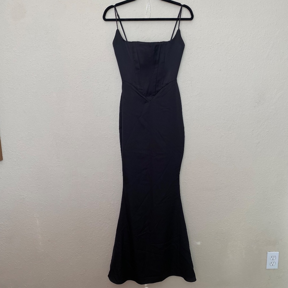 HOUSE OF CB 'Olivette' Black Satin Corset Maxi Dress NWOT size XS - Picture 3 of 10